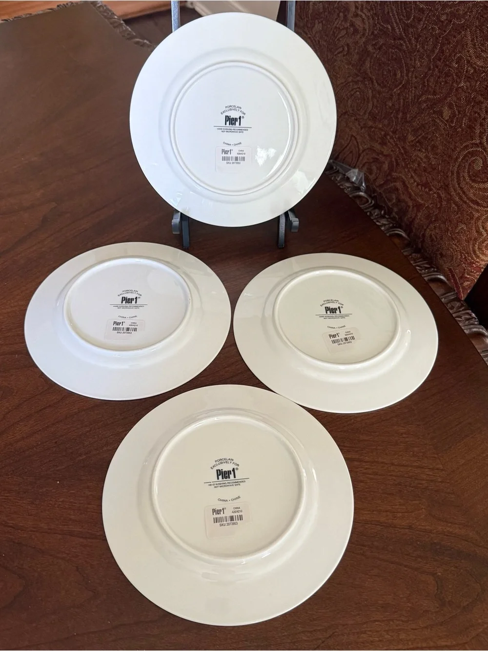 Set of 4 Vintage Pier 1 Holiday Scroll Gold Rimmed 8.5” Salad Plates